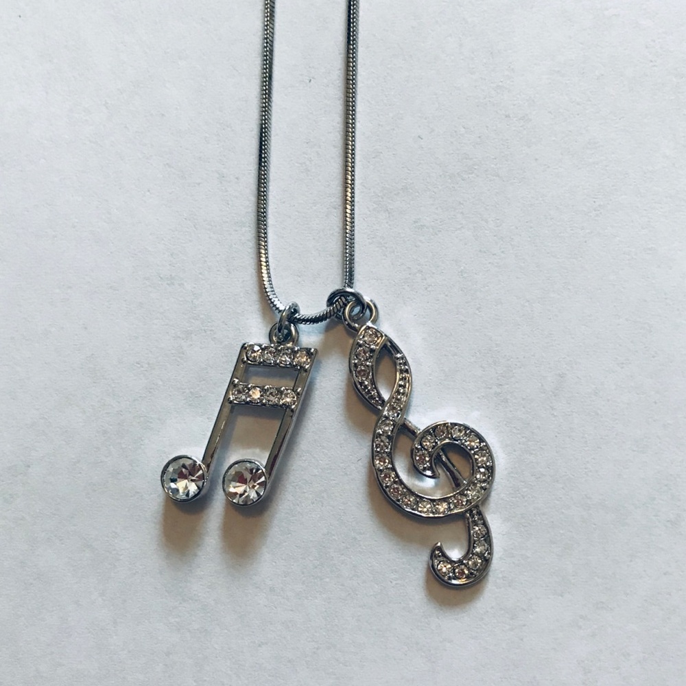 Music Charm Necklace, Treble Clef and Eighth Notes